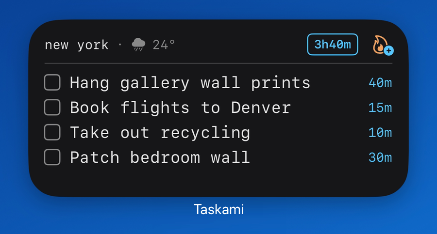 taskami home screen widget